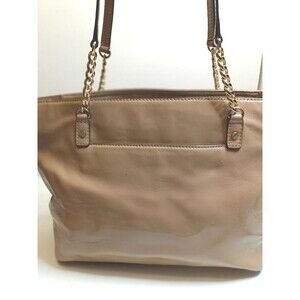 Michael Kors Tan Patent Jet Set Chain Tote With Zippered Top Orig. $248 NWOT